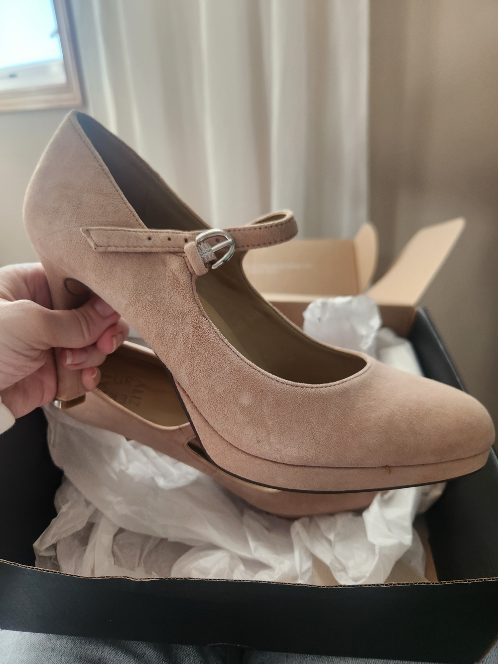 Naturalizer Classic Mary Jane Suede Pump in Nude 8.5M